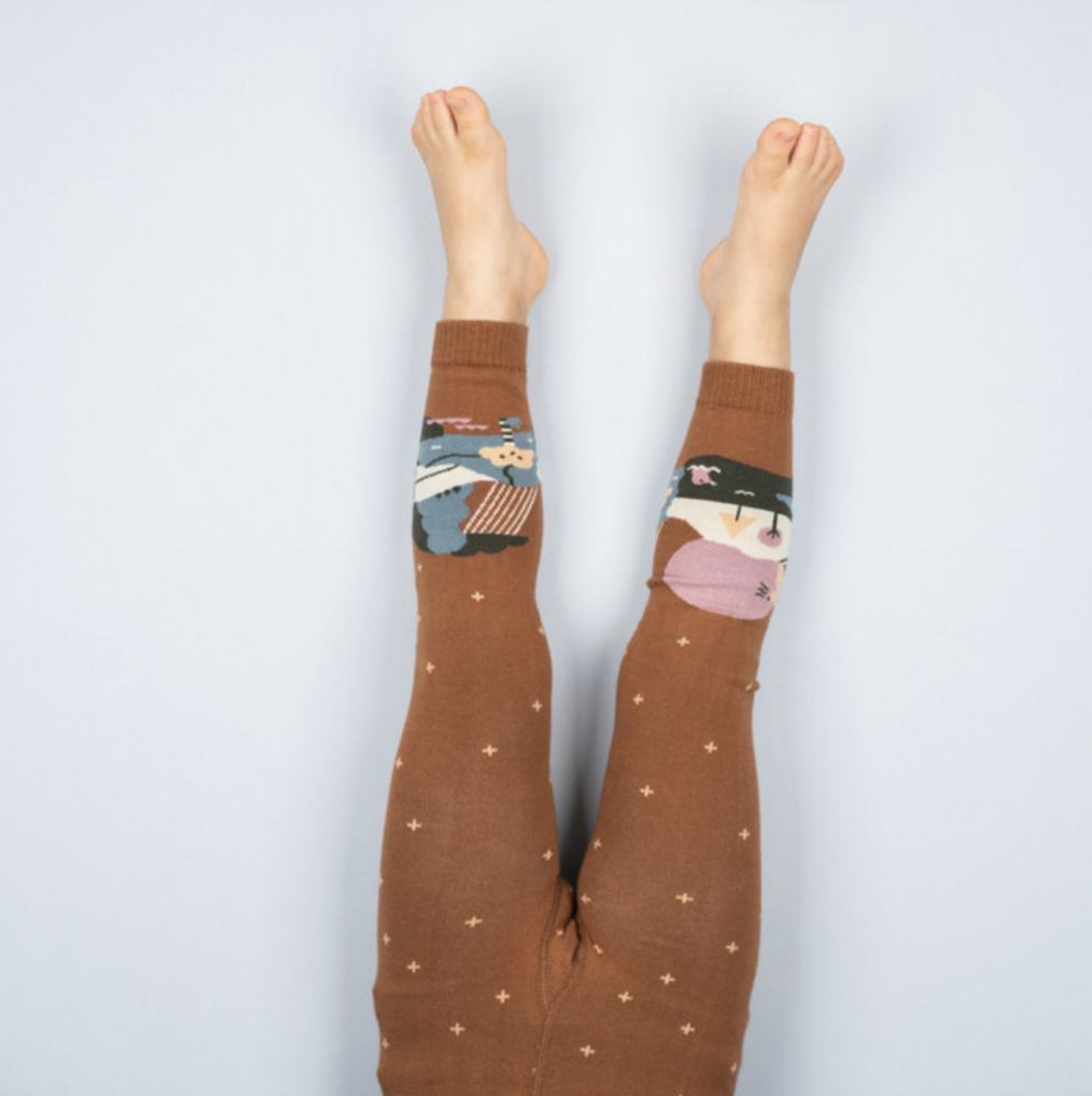 Detské hnedé bavlnené legíny Severské pobrežie