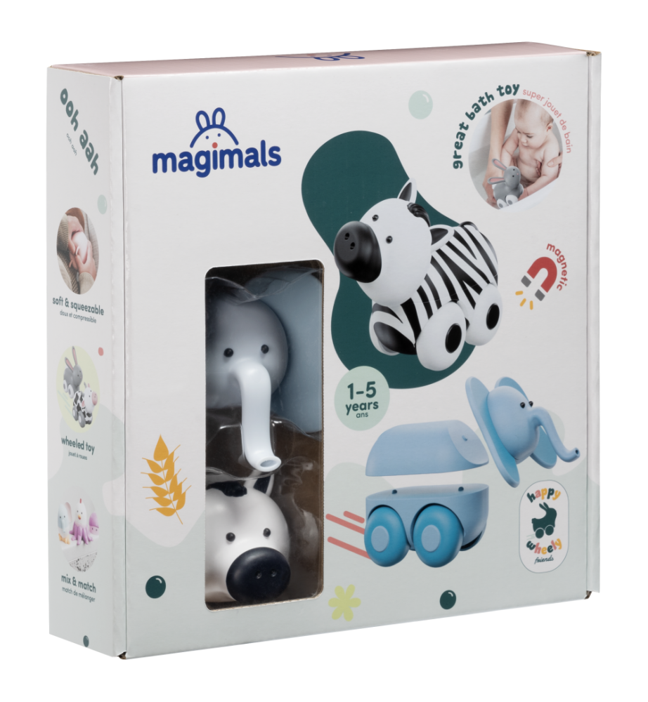 Magnetické zvieratká Magimals Wheely Zebra / Slon