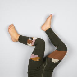 Detsk tmavozelen bavlnen legny Medve Bjørn