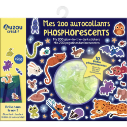 Znovupouiten svietiace samolepky s plagtom a hviezdami ZVIERATK 200ks