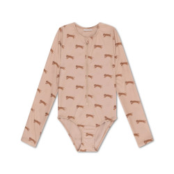 Plavky s dlh�m ruk�vom s UPF 50+ Brown Leopard