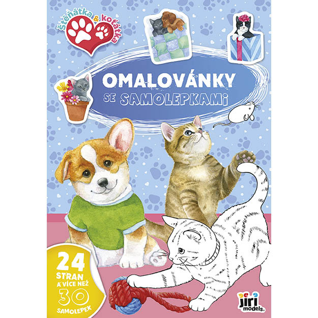 Šteňátka a koťátka - Omalovánky se samolepkami